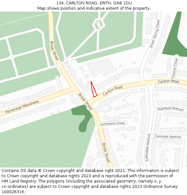 134, CARLTON ROAD, ERITH, DA8 1DU: Location map and indicative extent of plot