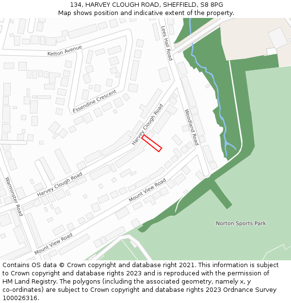 134, HARVEY CLOUGH ROAD, SHEFFIELD, S8 8PG: Location map and indicative extent of plot