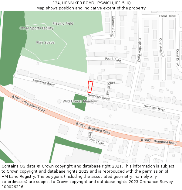 134, HENNIKER ROAD, IPSWICH, IP1 5HQ: Location map and indicative extent of plot