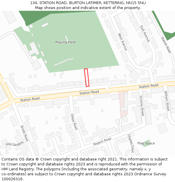 134, STATION ROAD, BURTON LATIMER, KETTERING, NN15 5NU: Location map and indicative extent of plot