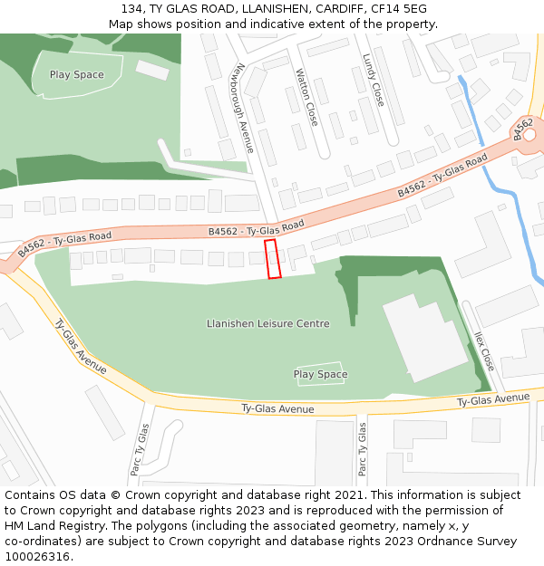 134, TY GLAS ROAD, LLANISHEN, CARDIFF, CF14 5EG: Location map and indicative extent of plot