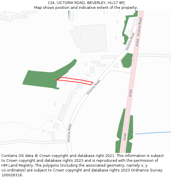 134, VICTORIA ROAD, BEVERLEY, HU17 8PJ: Location map and indicative extent of plot