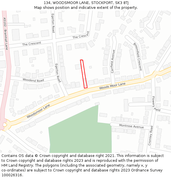 134, WOODSMOOR LANE, STOCKPORT, SK3 8TJ: Location map and indicative extent of plot