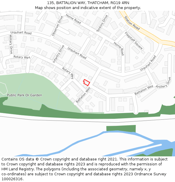 135, BATTALION WAY, THATCHAM, RG19 4RN: Location map and indicative extent of plot