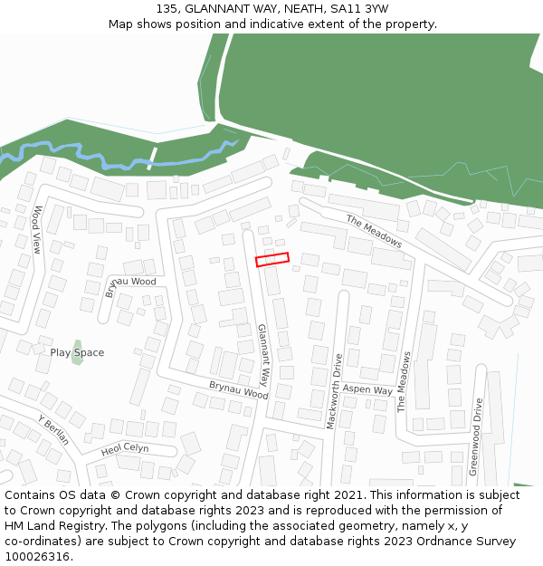 135, GLANNANT WAY, NEATH, SA11 3YW: Location map and indicative extent of plot