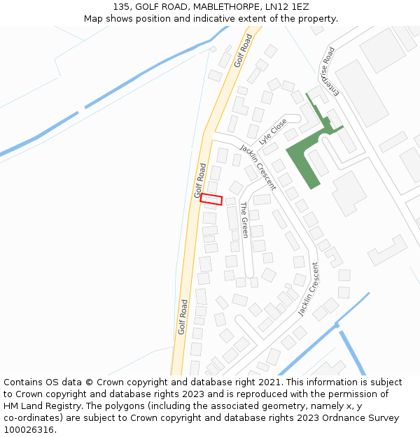 135, GOLF ROAD, MABLETHORPE, LN12 1EZ: Location map and indicative extent of plot