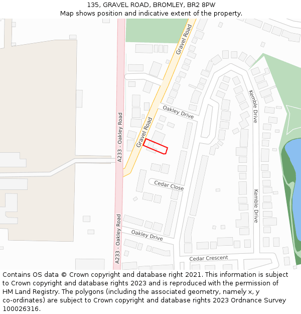 135, GRAVEL ROAD, BROMLEY, BR2 8PW: Location map and indicative extent of plot