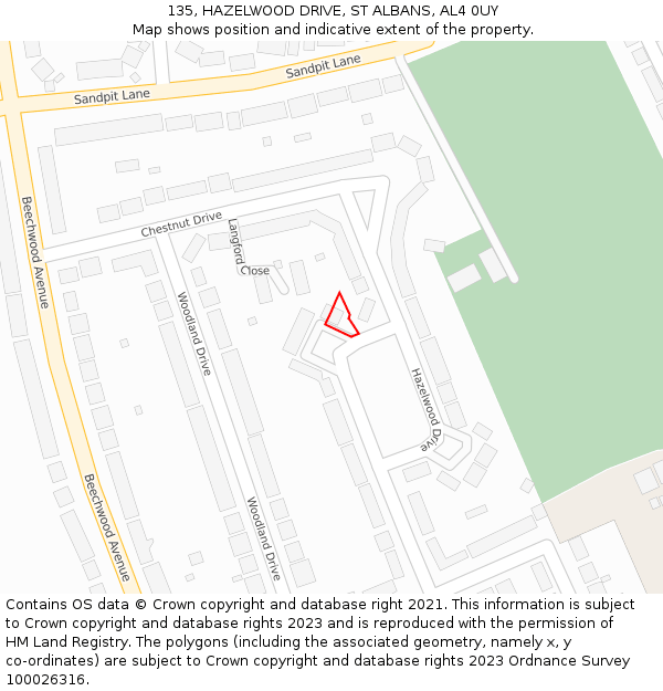 135, HAZELWOOD DRIVE, ST ALBANS, AL4 0UY: Location map and indicative extent of plot