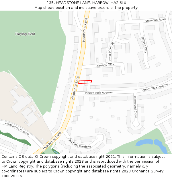 135, HEADSTONE LANE, HARROW, HA2 6LX: Location map and indicative extent of plot