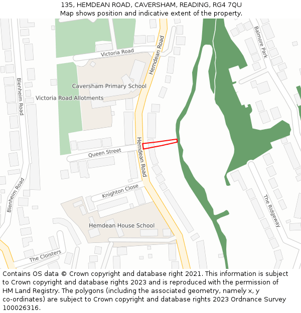 135, HEMDEAN ROAD, CAVERSHAM, READING, RG4 7QU: Location map and indicative extent of plot