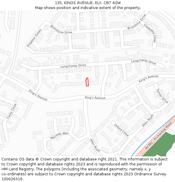 135, KINGS AVENUE, ELY, CB7 4QW: Location map and indicative extent of plot