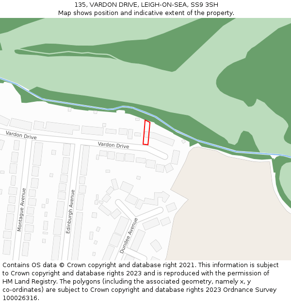 135, VARDON DRIVE, LEIGH-ON-SEA, SS9 3SH: Location map and indicative extent of plot