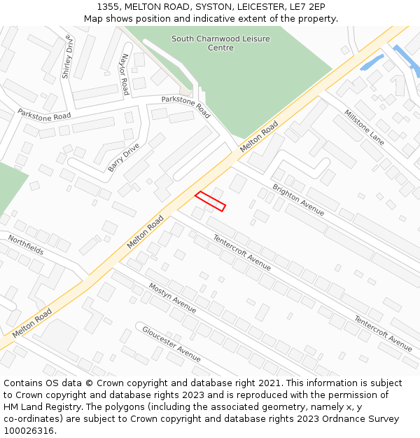 1355, MELTON ROAD, SYSTON, LEICESTER, LE7 2EP: Location map and indicative extent of plot