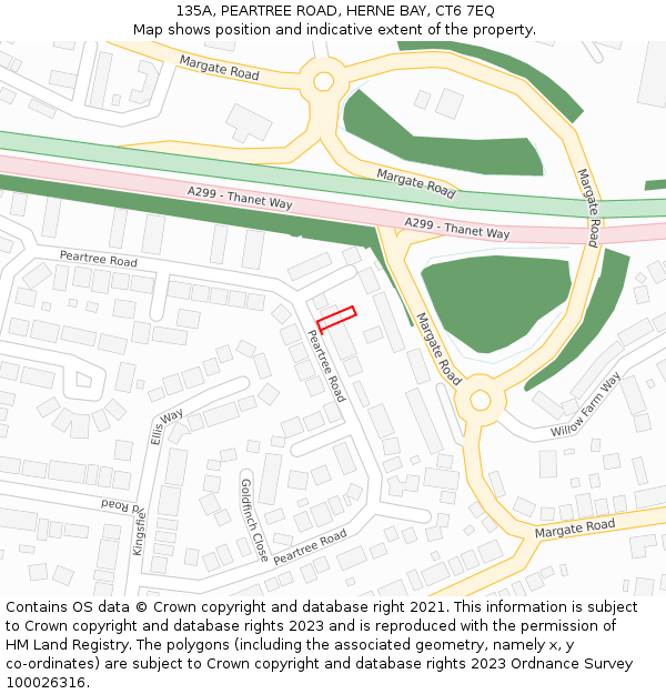 135A, PEARTREE ROAD, HERNE BAY, CT6 7EQ: Location map and indicative extent of plot