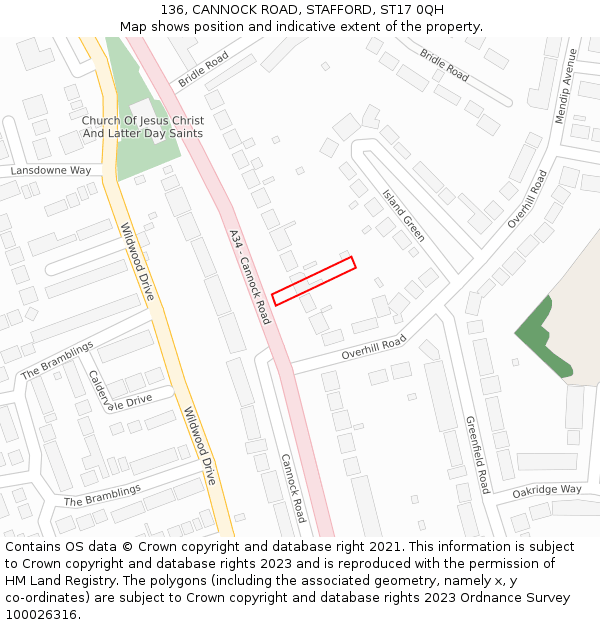 136, CANNOCK ROAD, STAFFORD, ST17 0QH: Location map and indicative extent of plot