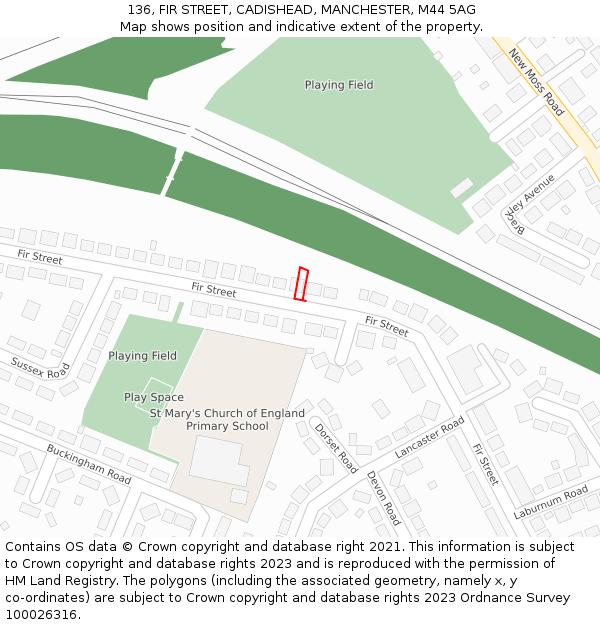 136, FIR STREET, CADISHEAD, MANCHESTER, M44 5AG: Location map and indicative extent of plot