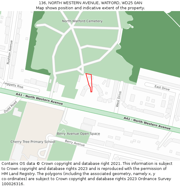 136, NORTH WESTERN AVENUE, WATFORD, WD25 0AN: Location map and indicative extent of plot