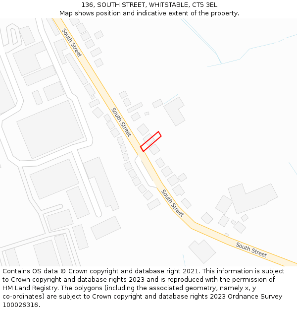 136, SOUTH STREET, WHITSTABLE, CT5 3EL: Location map and indicative extent of plot