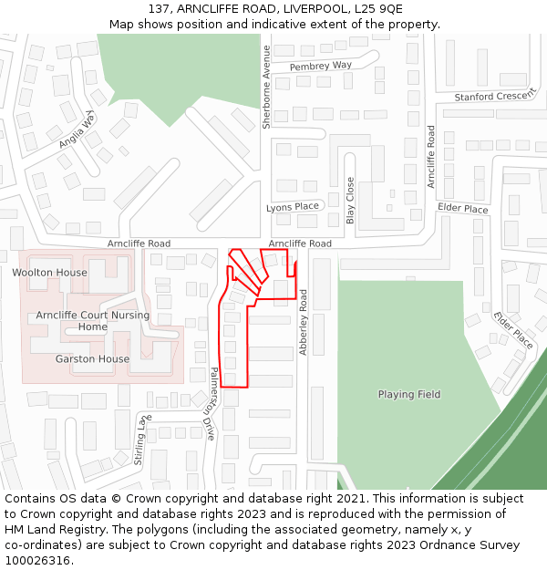 137, ARNCLIFFE ROAD, LIVERPOOL, L25 9QE: Location map and indicative extent of plot