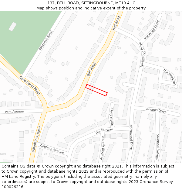 137, BELL ROAD, SITTINGBOURNE, ME10 4HG: Location map and indicative extent of plot