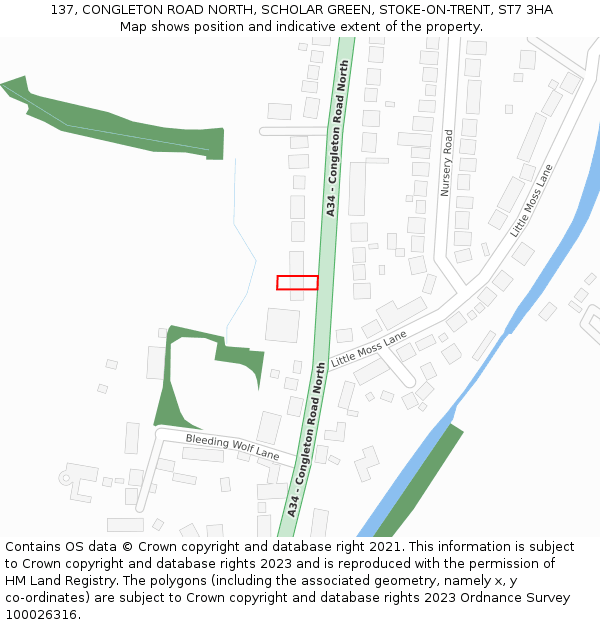 137, CONGLETON ROAD NORTH, SCHOLAR GREEN, STOKE-ON-TRENT, ST7 3HA: Location map and indicative extent of plot