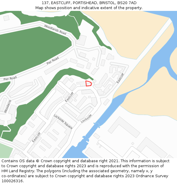 137, EASTCLIFF, PORTISHEAD, BRISTOL, BS20 7AD: Location map and indicative extent of plot