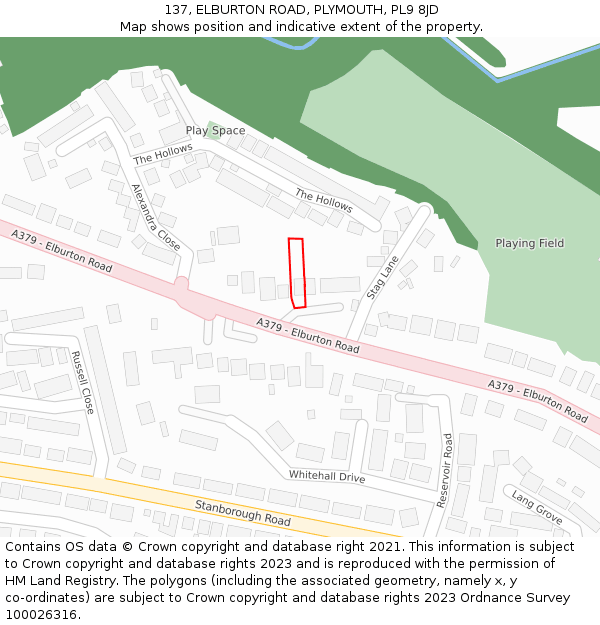 137, ELBURTON ROAD, PLYMOUTH, PL9 8JD: Location map and indicative extent of plot