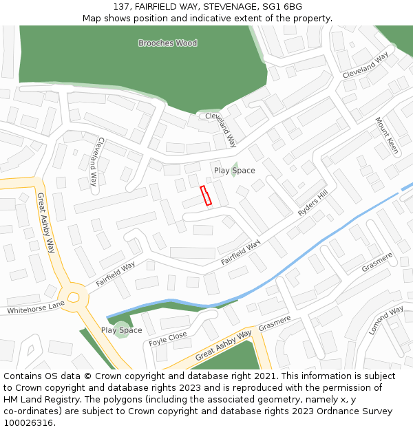 137, FAIRFIELD WAY, STEVENAGE, SG1 6BG: Location map and indicative extent of plot