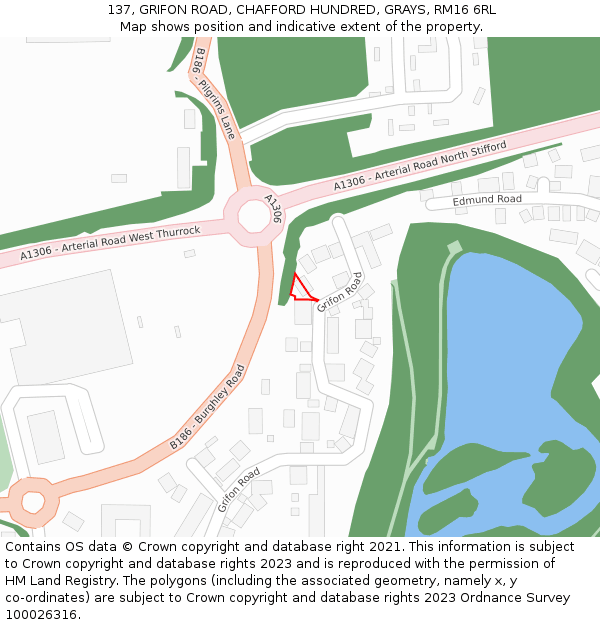 137, GRIFON ROAD, CHAFFORD HUNDRED, GRAYS, RM16 6RL: Location map and indicative extent of plot