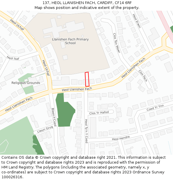 137, HEOL LLANISHEN FACH, CARDIFF, CF14 6RF: Location map and indicative extent of plot