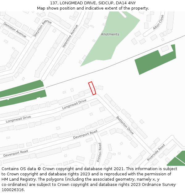 137, LONGMEAD DRIVE, SIDCUP, DA14 4NY: Location map and indicative extent of plot