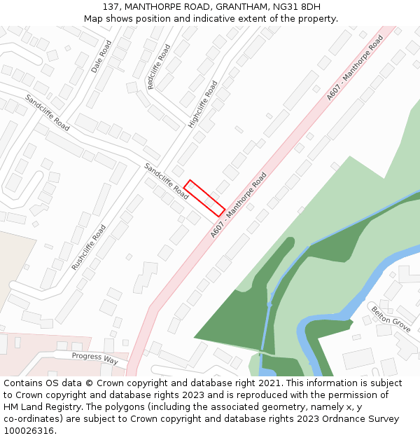137, MANTHORPE ROAD, GRANTHAM, NG31 8DH: Location map and indicative extent of plot