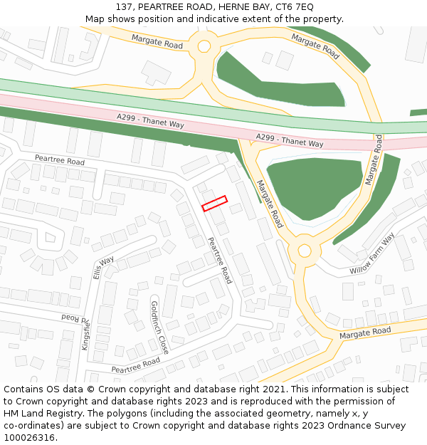 137, PEARTREE ROAD, HERNE BAY, CT6 7EQ: Location map and indicative extent of plot