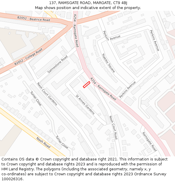 137, RAMSGATE ROAD, MARGATE, CT9 4BJ: Location map and indicative extent of plot