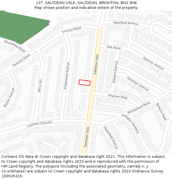 137, SALTDEAN VALE, SALTDEAN, BRIGHTON, BN2 8HE: Location map and indicative extent of plot