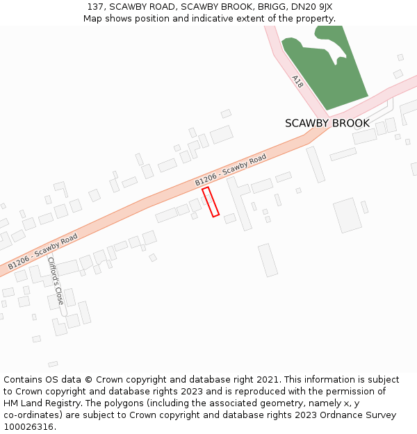 137, SCAWBY ROAD, SCAWBY BROOK, BRIGG, DN20 9JX: Location map and indicative extent of plot