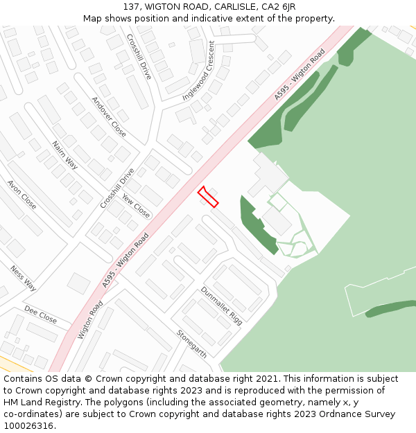 137, WIGTON ROAD, CARLISLE, CA2 6JR: Location map and indicative extent of plot