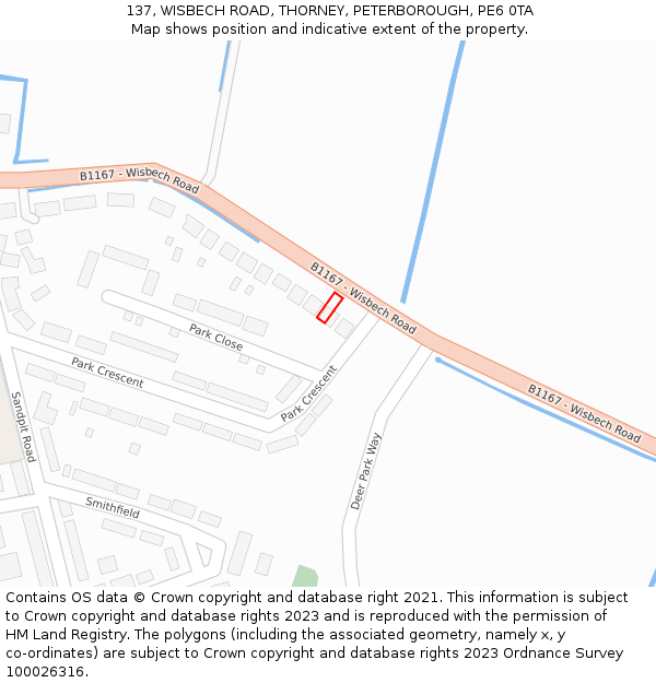137, WISBECH ROAD, THORNEY, PETERBOROUGH, PE6 0TA: Location map and indicative extent of plot