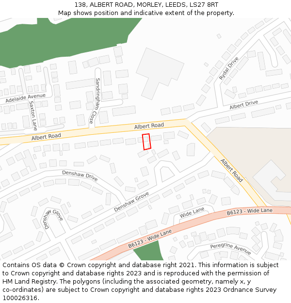 138, ALBERT ROAD, MORLEY, LEEDS, LS27 8RT: Location map and indicative extent of plot