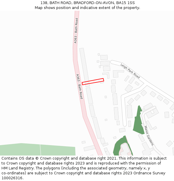 138, BATH ROAD, BRADFORD-ON-AVON, BA15 1SS: Location map and indicative extent of plot