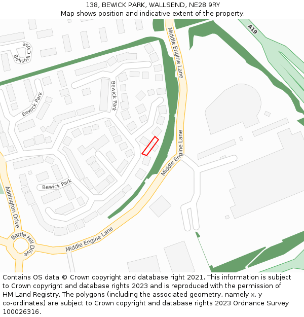 138, BEWICK PARK, WALLSEND, NE28 9RY: Location map and indicative extent of plot