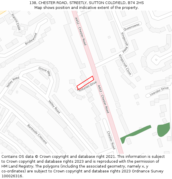 138, CHESTER ROAD, STREETLY, SUTTON COLDFIELD, B74 2HS: Location map and indicative extent of plot