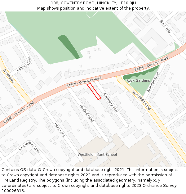 138, COVENTRY ROAD, HINCKLEY, LE10 0JU: Location map and indicative extent of plot