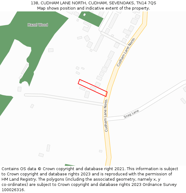 138, CUDHAM LANE NORTH, CUDHAM, SEVENOAKS, TN14 7QS: Location map and indicative extent of plot