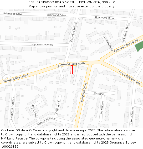 138, EASTWOOD ROAD NORTH, LEIGH-ON-SEA, SS9 4LZ: Location map and indicative extent of plot