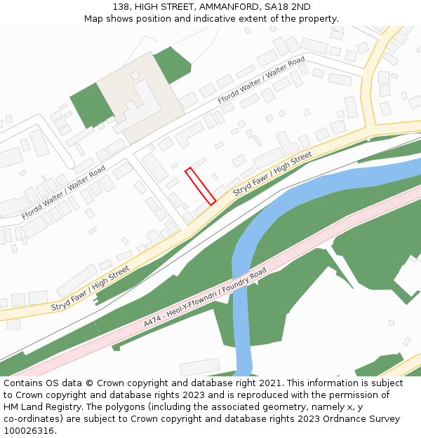138, HIGH STREET, AMMANFORD, SA18 2ND: Location map and indicative extent of plot