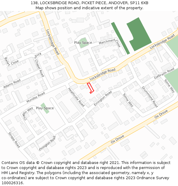 138, LOCKSBRIDGE ROAD, PICKET PIECE, ANDOVER, SP11 6XB: Location map and indicative extent of plot