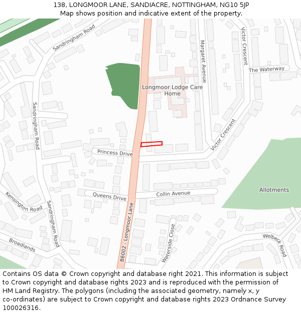 138, LONGMOOR LANE, SANDIACRE, NOTTINGHAM, NG10 5JP: Location map and indicative extent of plot