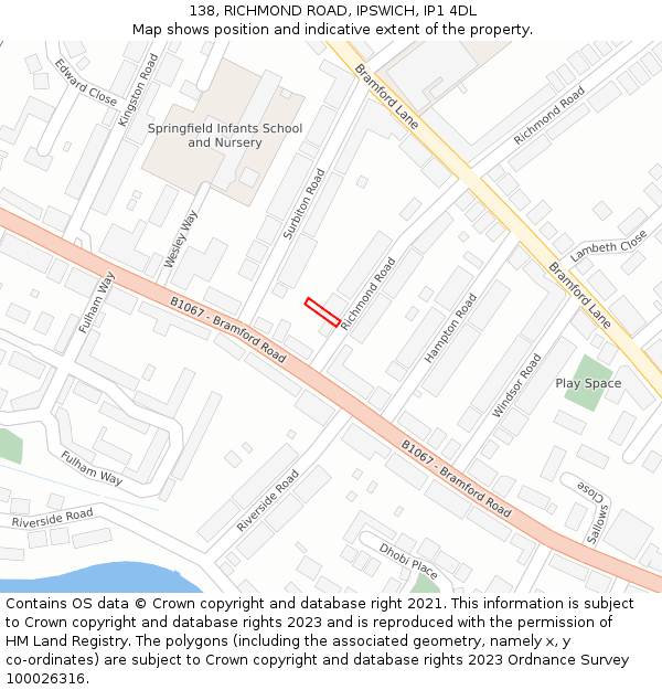 138, RICHMOND ROAD, IPSWICH, IP1 4DL: Location map and indicative extent of plot