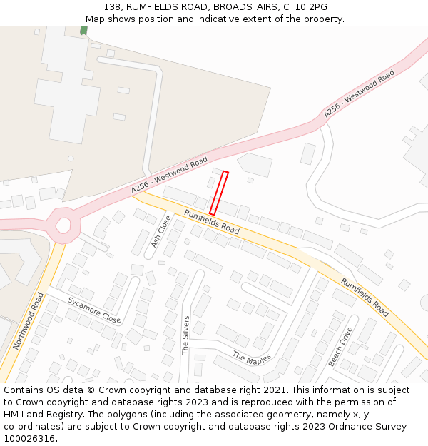 138, RUMFIELDS ROAD, BROADSTAIRS, CT10 2PG: Location map and indicative extent of plot